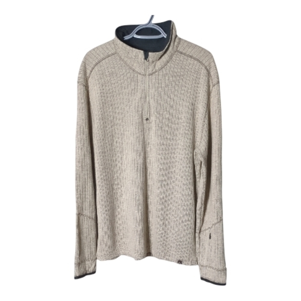 PrAna ‎ Men's Trask Sweater Tan Ribbed Knit Wool Blend Size XL